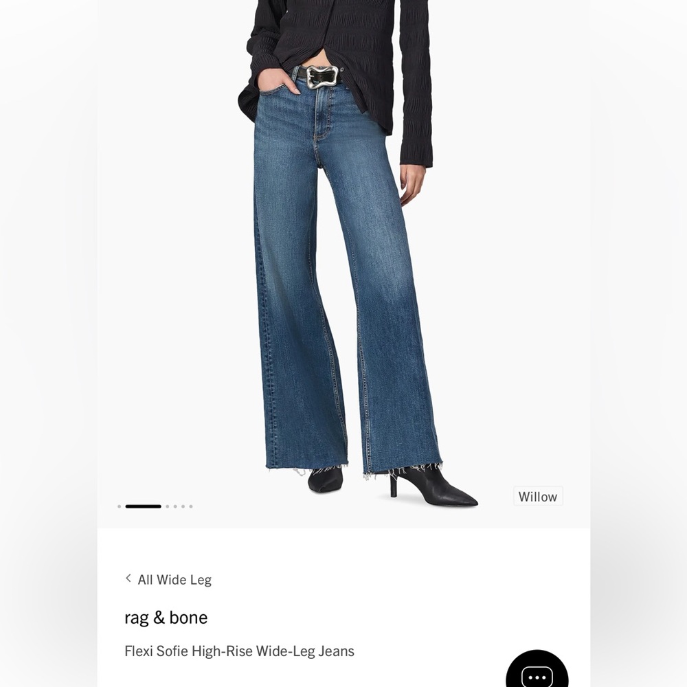 rag & bone Sophie Wide Leg Jeans in Flexi denim and frayed hem